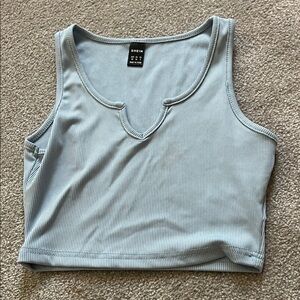SHEIN Sky Blue Ribbed Tank Top